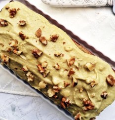 Chia, Banana and Walnut Loaf with Banana Cream
